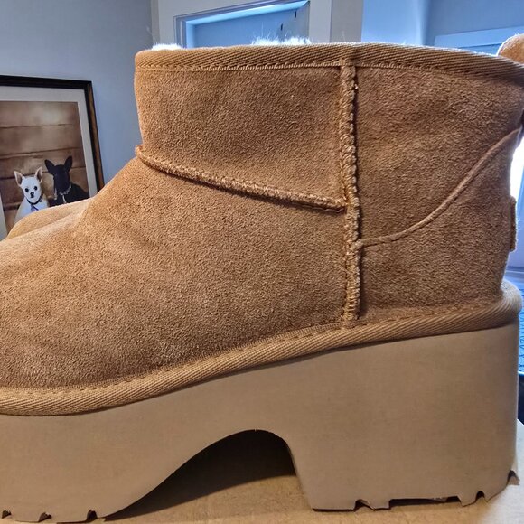 UGG Shoes - UGG Classic Ultra Mini New Heights Chestnut Suede Boot 1158311 Women's Size 8
